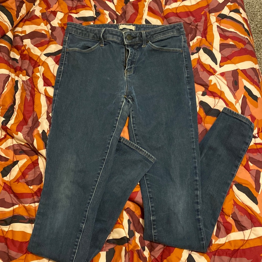 Uniqlo Medium Dark Wash Skinny Denim Jeggings Jeans Mid Rise 28